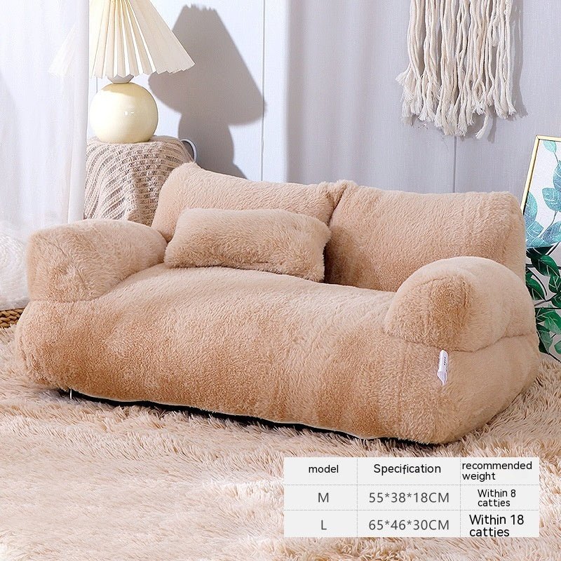 Luxury Plush Pet Sofa Bed with Pillow — 3 Colors, 4 Sizes